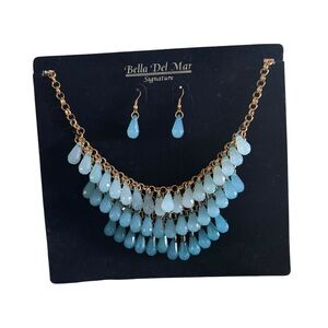 Bella D. Aqua and Gold Necklace Set